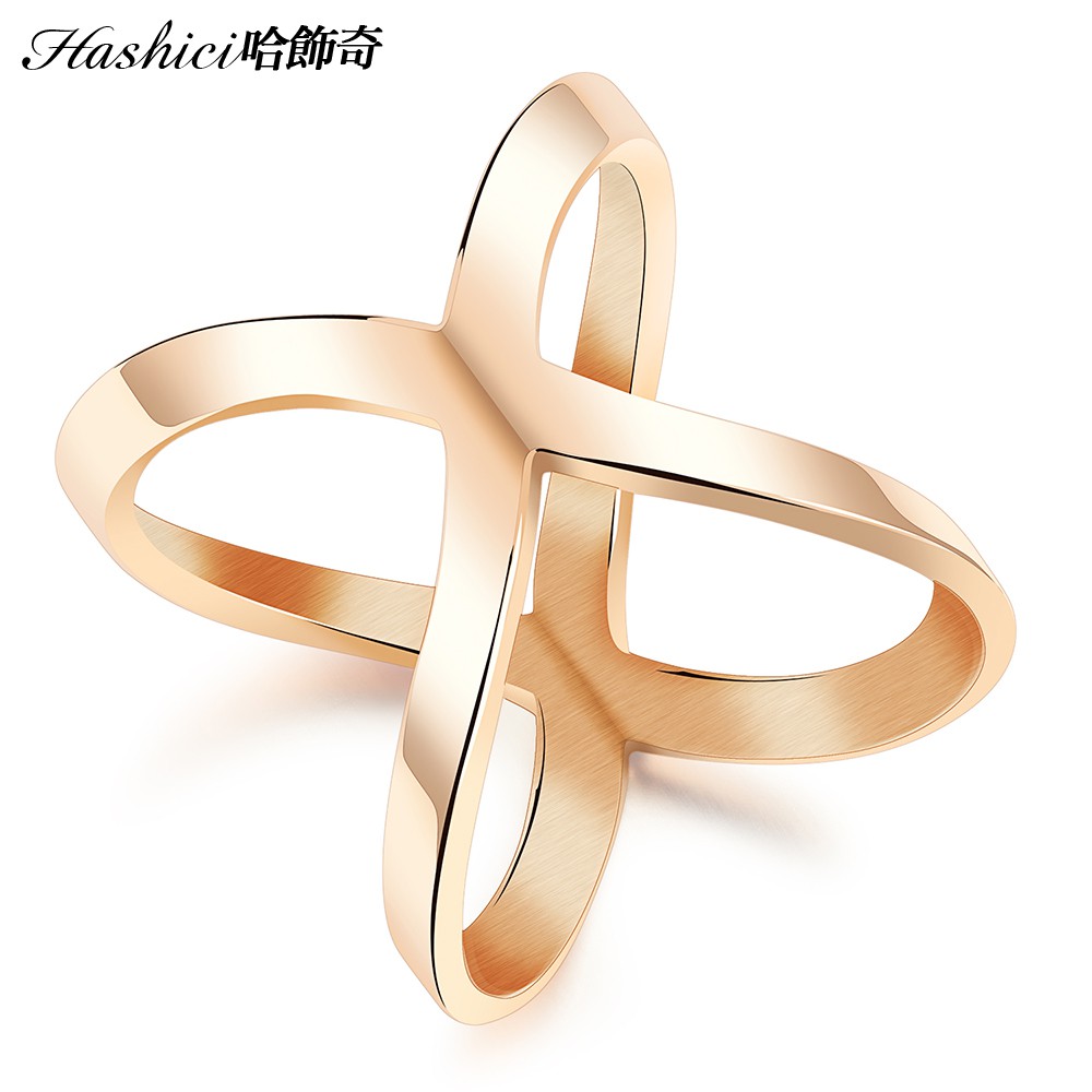 哈飾奇-316L西德白鋼 X戒指 女生必備 簡約優雅 禮物 可搭配對戒指 對鍊 單只價【BKS495】