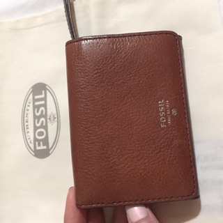 Fossil 咖啡色真皮短夾/鑰匙包