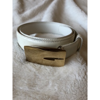 二手正品 古董 古著珍藏品 Gucci 金色扣環白色皮帶 復古古著 Vintage hard to find