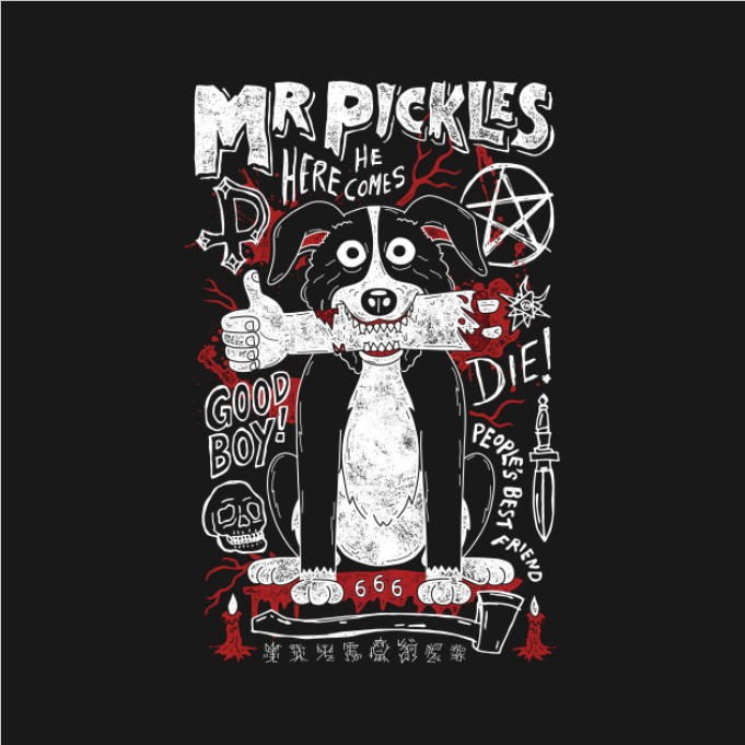 現貨L 澳洲進口 TeePublic Tshirt 酸黃瓜先生 Mr. Pickles 撒旦教 地獄犬
