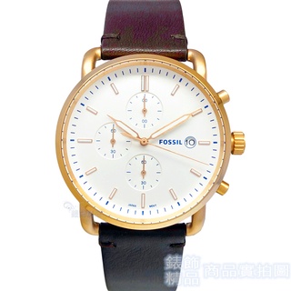 FOSSIL FS5476手錶 優雅紳士時尚款 三眼計時 日期 42mm咖啡色皮帶 男錶【澄緻精品】