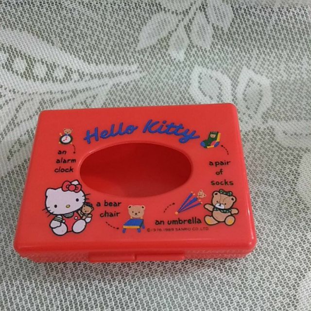 Hello Kitty 紅色隨身面紙盒 二手 #00096
