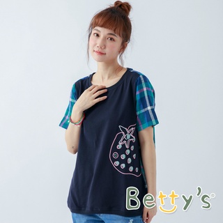 betty’s貝蒂思(11)水果繡線格紋袖T-shirt(藍色)