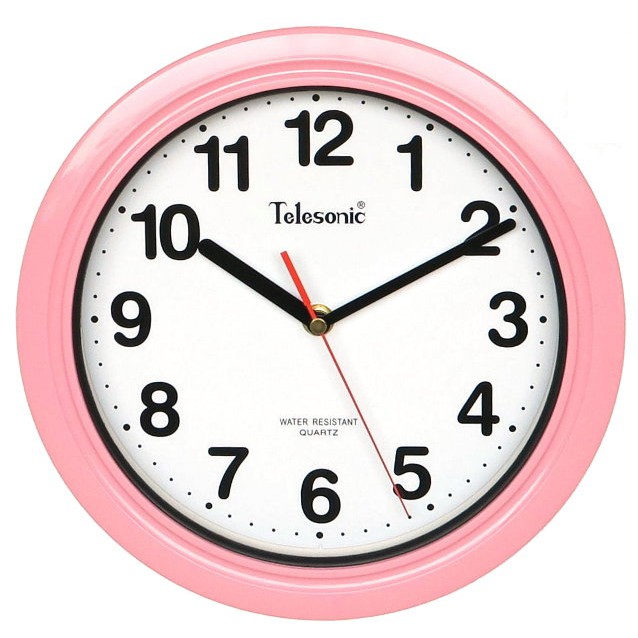Telesonic/天王星鐘錶 防水、防潮粉紅色時鐘 掛鐘 日本機芯