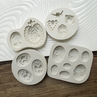 ♡立體矽膠模♡現貨ERdb復古歐式浮雕天使寶石花邊相框矽膠模具
