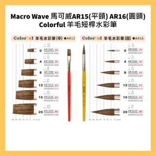 Macro Wave 馬可威 AR15(平頭) AR16(圓頭) Colorful 羊毛短桿水彩筆