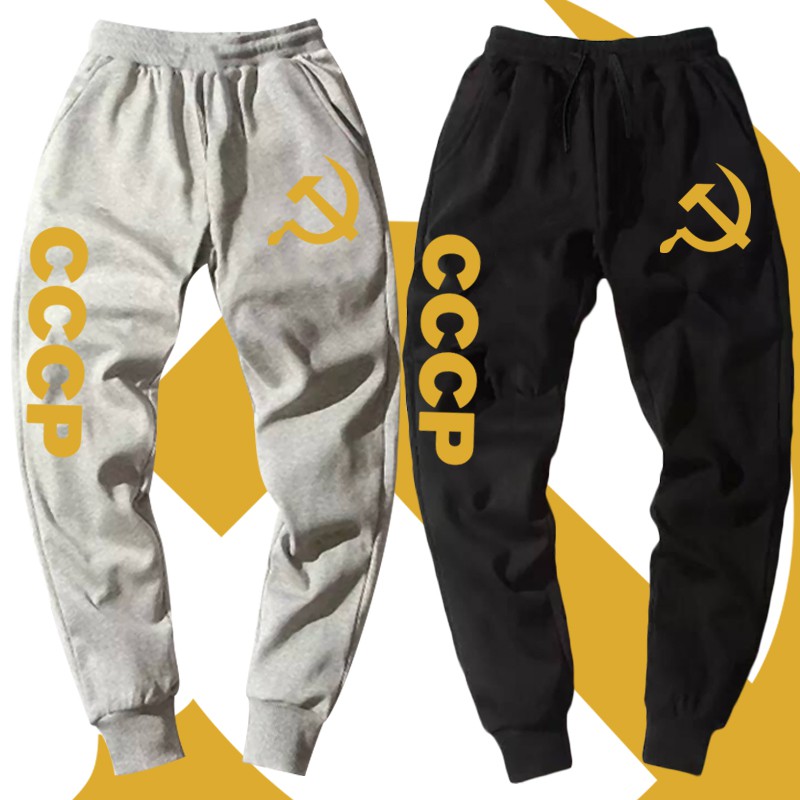 爆款現貨愛國共產主義前原蘇聯國旗國徽休閑褲男士cccp列寧休閑褲夏 長