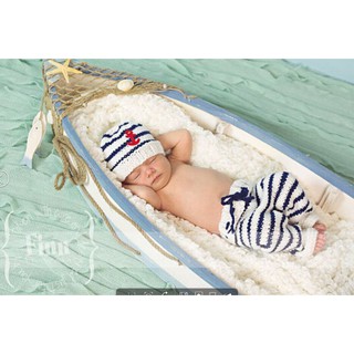 『寶寶寫真』海軍 造型套裝 新生兒攝影 拍攝道具 滿月寶寫真 QBABY SHOP