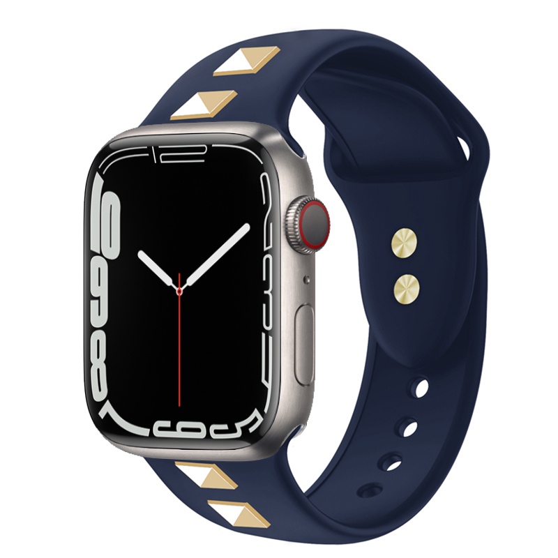 適用於 蘋果手錶錶帶 矽膠錶帶 Apple Watch 6 SE 5 4 3 2 朋克 鉚釘風格 透氣運動錶帶 時尚 潮