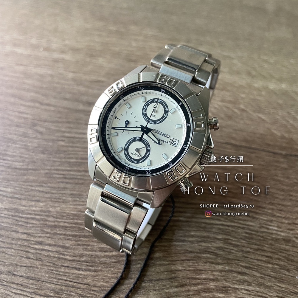 []錶子$行頭[] SEIKO 復古賽車運動風格腕錶-鋼帶/白面銀 ( SNA655P1 )