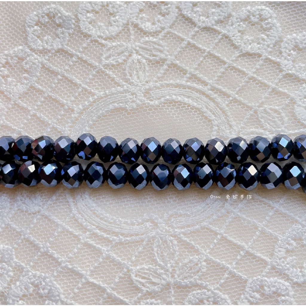 【Otoni 🐰】日本進口🇯🇵 切割玻璃珠 6mm 炫彩黑藍 飛碟珠 鈕扣珠 手作材料 串珠 耳環