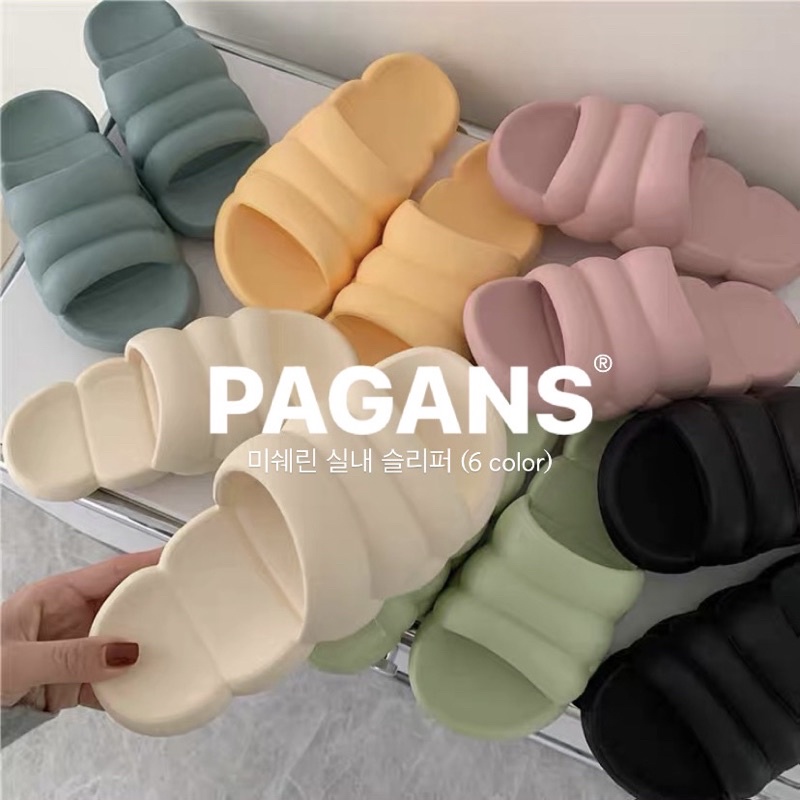 【PAGANS STORE】超軟Q 米其林 毛毛蟲 麵包 厚底 居家 拖鞋 防滑 室內拖鞋 (6 color)