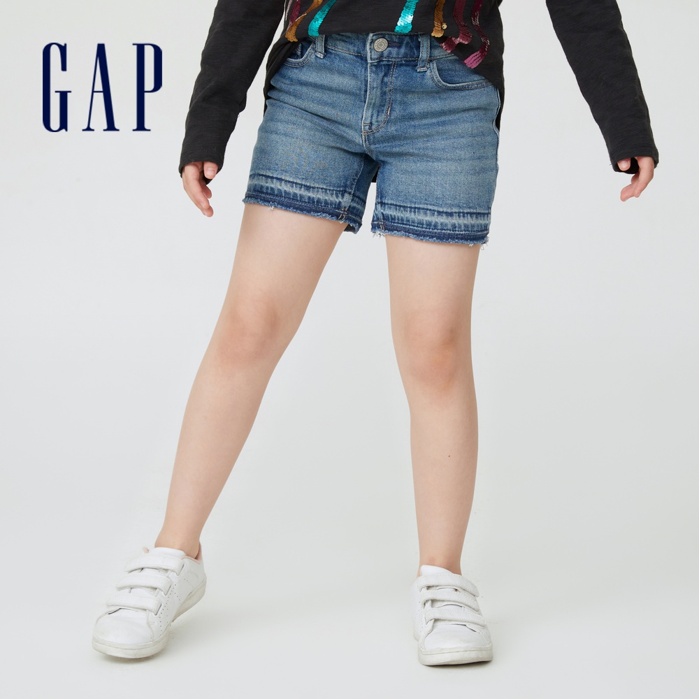 Gap 女童裝 復古彈力直筒牛仔褲-中度水洗(678934)