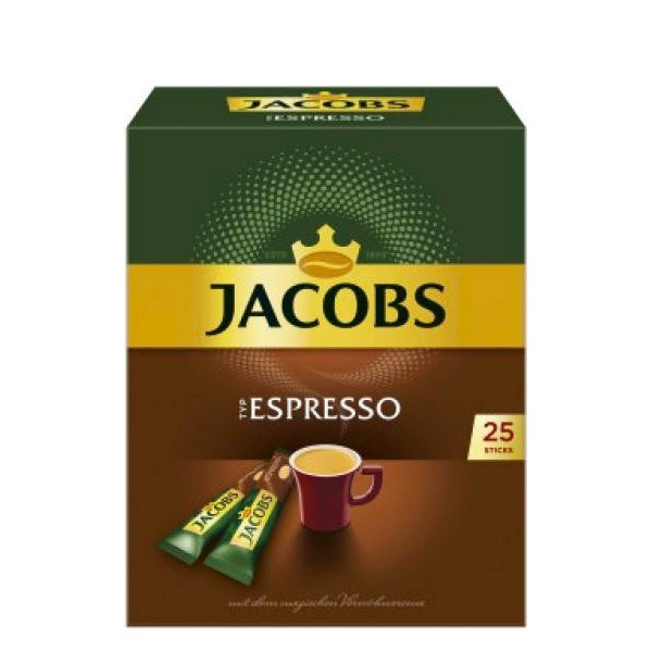 德國經典義式即溶黑咖啡Jacobs 雅科氏 Typ Espresso 25入/盒. 無糖, 無奶精