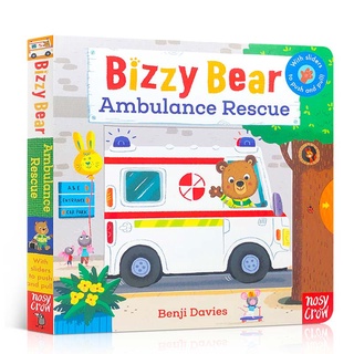 「送音頻」Bizzy Bear:Ambulance Rescue 互動式繪本 推拉書 操作書 救護車 英文原版幼兒繪本