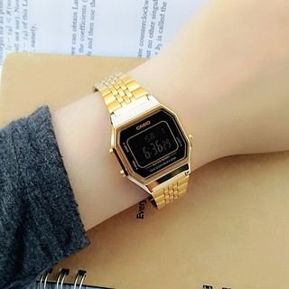 CASIO金錶專賣店 經緯度鐘錶 復古經典 女款 金電子錶 金屬錶帶閃耀動人 公司貨【超低↘】LA680WGA