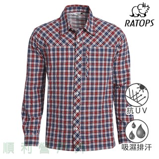瑞多仕RATOPS 男款長袖格子襯衫 DA2331 紅色/深藍格 防曬襯衫 格紋襯衫 OUTDOOR NICE