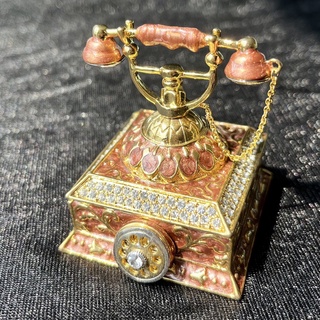 《現貨》古董電話珍珠烤漆珠寶盒 珠寶盒 收納盒 情人節 飾品 裝飾 古董電話