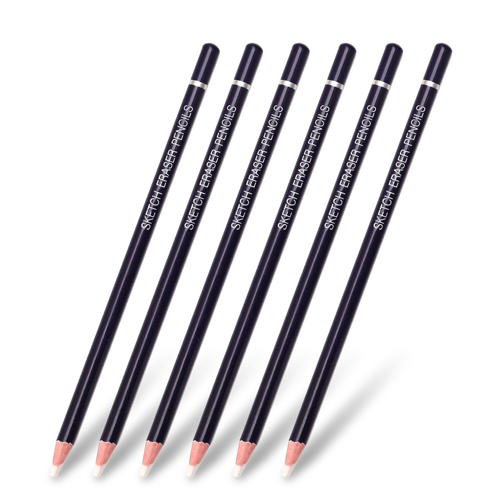 Xileyw 6隻裝高光橡皮筆 可擦筆 美術生用鉛筆素描筆形橡皮擦【現貨】