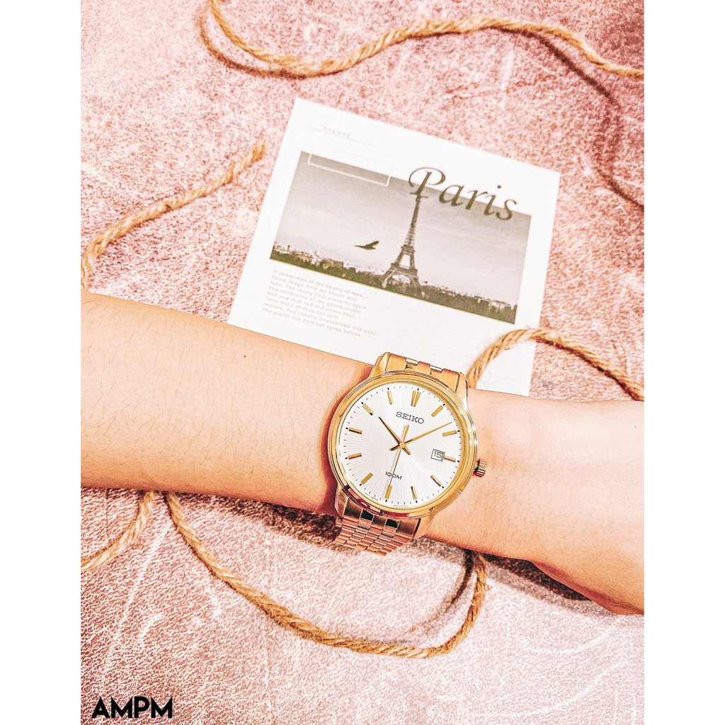 全新 現貨 SEIKO SUR264P1 精工錶 手錶 41mm 大三針 白面盤 金色鋼錶帶 男錶女錶