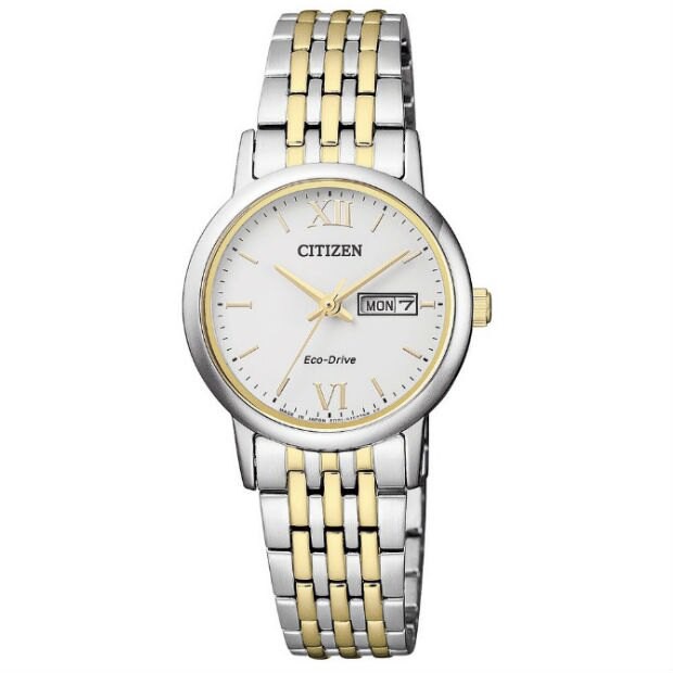 CITIZEN 星辰錶 EW3254-87A 簡約時尚日期星期光動能女錶 /白面 27mm