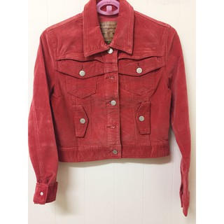 橘紅絨短版修身外套(全新品/原價:2980）-M