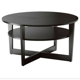 [全新NG福利品庫存出清] IKEA VEJMON 黑色實木圓形雙層咖啡桌 茶几(有缺零件)
