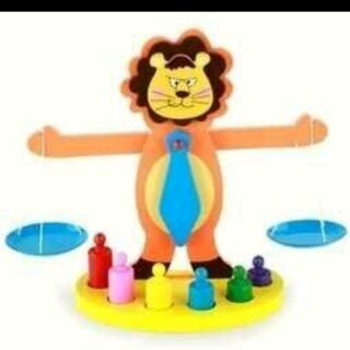 桌遊 益智玩具 平衡遊戲 教學教具 木製玩具 木製獅子天平