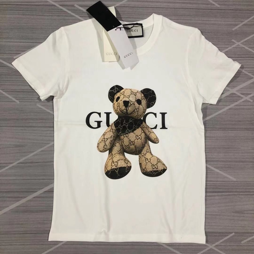 現貨 100 棉gucci 歐洲站新潮流熊印花短袖寬鬆休閒棉t 卹男和 蝦皮購物