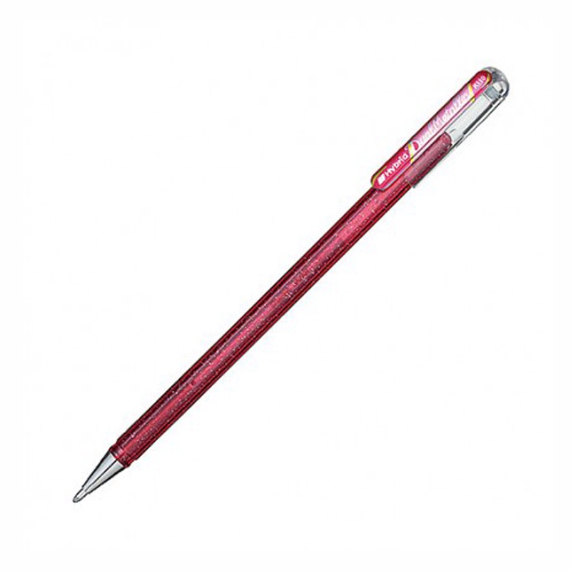Pentel K110 彩蝶兩混色中性筆-淺粉色與金屬粉色