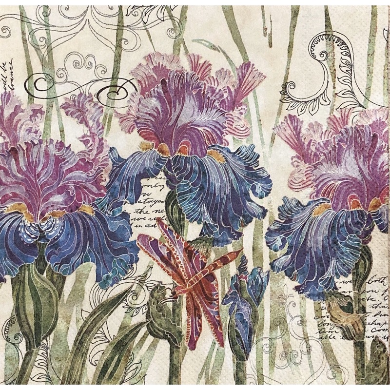 蝶古巴特鳶尾花紫花英文字質感超美餐巾紙 33x33cm 4 1圖 蝦皮購物