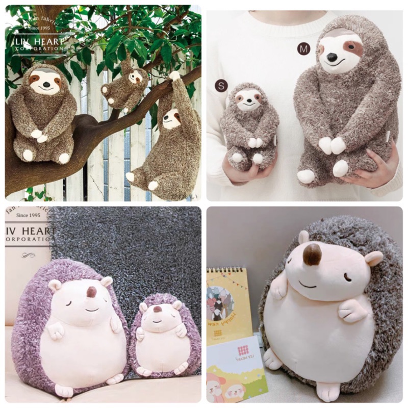 日本 LIVHEART 可愛樹懶🦥刺蝟🦔毛絨玩具陪睡玩偶安撫娃娃
