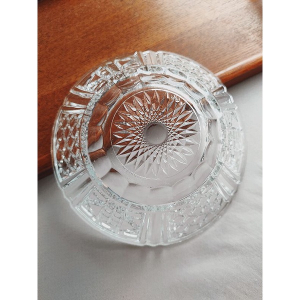 老木青 |早期PASARI窗花浮雕光芒透明玻璃碗 沙拉碗 碗公 復古收藏 VINTAGE