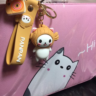 Hi ~ 粉紅色 貓咪 手提行李箱 化妝箱 鯛魚燒 鑰匙圈
