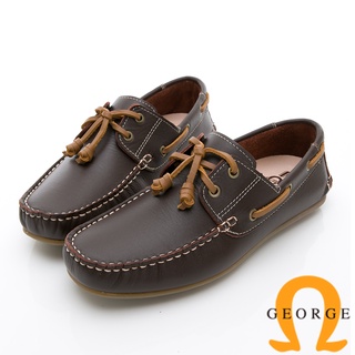 【GEORGE 喬治皮鞋】水洗系列 素面繩結大底休閒鞋-咖 418015BJ-20