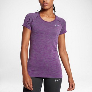 S.G NIKE DRI-FIT KNIT 慢跑 訓練 排汗 健身 運動 短T 短袖 紫色 女款 831499-372