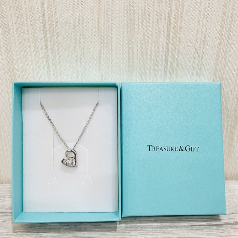 Treasure&Gift雙心鑲鑽項鍊（九成九新，附紙袋）