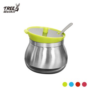 【Treewalker露遊】典尚調味罐｜304不鏽鋼 高密度 玻璃瓶身 廚房安心食器 香料罐(附湯匙)