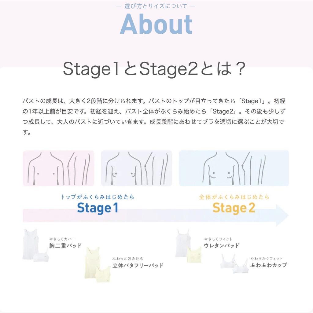 日本gunze Pied Clair Stage1 新款女學生成長期專用雙層襯墊防激凸純棉長版內衣 蝦皮購物