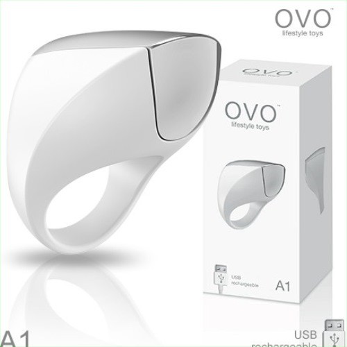 德國OVO A1 時尚男性 矽膠靜音時尚震動環 充電式 白色 情趣用品