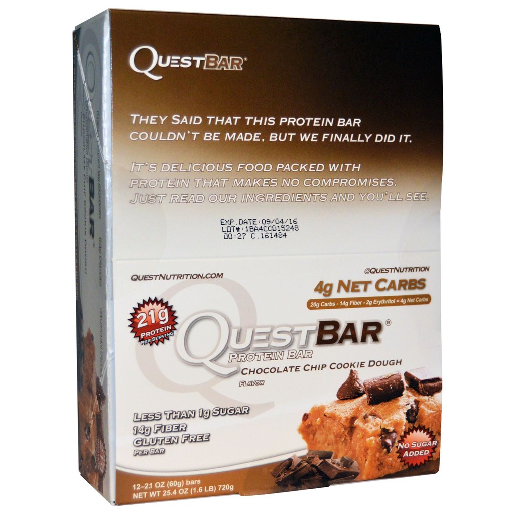 Quest Nutrition, Quest Bar 蛋白棒 營養棒 能量棒 代餐 巧克力脆片餅乾口味 每條21g蛋白質