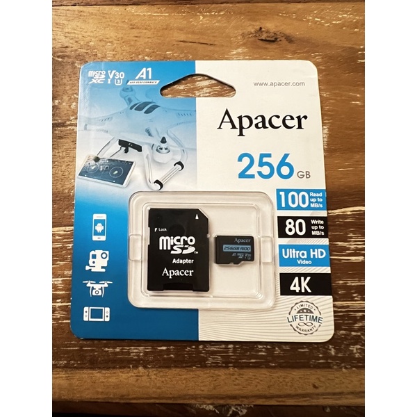 全新-Apacer 宇瞻-256GB MicroSDXC R100-V30 4K記憶卡-速達