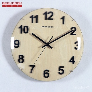 【極速發貨 現貨】極客庫12寸木質掛鐘靜音客廳 鐘錶時尚創意設計電子石英時鐘圓形-石英鐘-家居-鐘錶