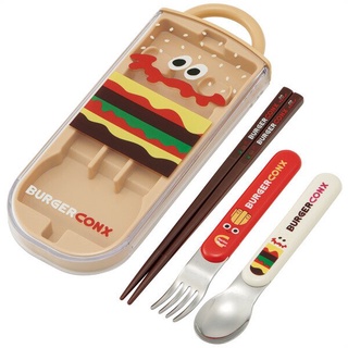 現貨- 日本Skater BURGER CONX 漢堡餐具組 銀離子 三件組 兒童餐具 日本製