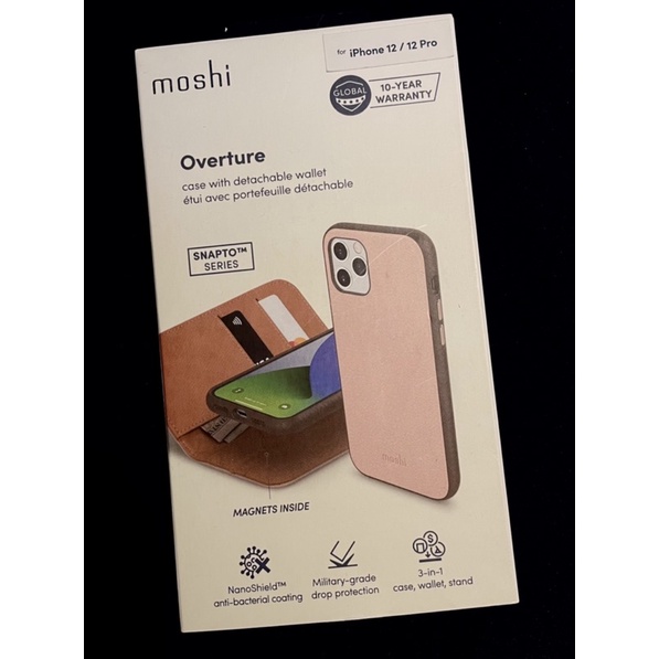 全線 粉色 Moshi Overture 磁吸可拆式卡夾型皮套  iPhone 12/12 Pro/13 6.1 吋