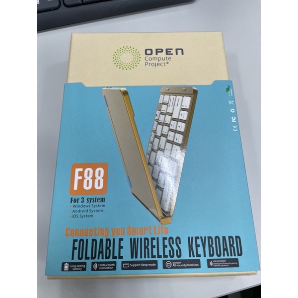 F88二折鋁合金藍牙鍵盤 支持適用於蘋果、安卓、微軟Windows系統 (顏色：金色)