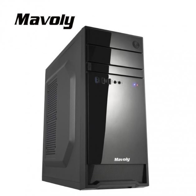 【可超取】Mavoly 松聖 1207(黑) ATX 電腦機殼 USB3.0 亮面面板 便宜小機殼 可裝光碟機 素面質感