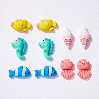 DIY樹脂配件 卡通海洋世界系列 小魚 diy奶油膠手機殼配件 手工兒童髮飾耳環配件 創意DIY貼片
