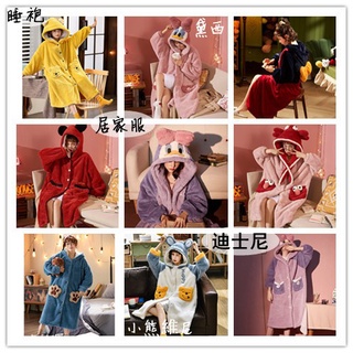 ✨皮卡丘睡袍❤現貨 快速出貨 浴袍 居家服睡衣 秋冬季睡袍女法蘭絨浴袍睡衣加厚米妮款情侶珊瑚絨家居服