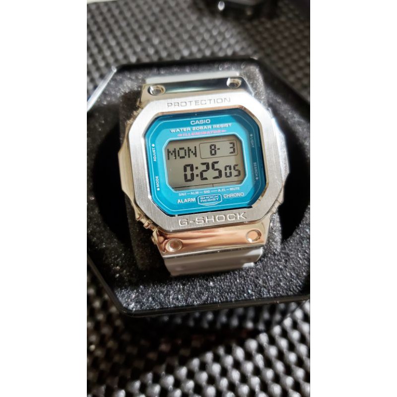 G-SHOCK DW5600-8DR（水藍）改金屬錶殼